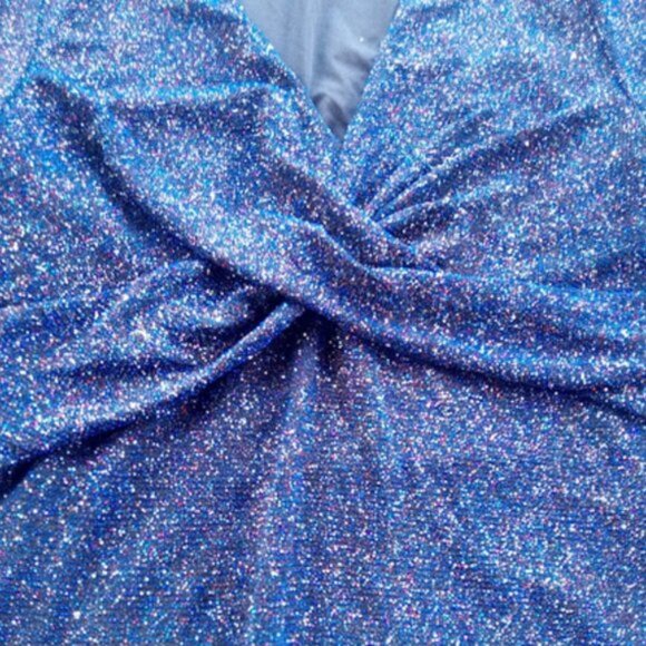 Sparkly Midnight Blue Long Sleeve Party Evening Dress Size 10 NWT NEW - Picture 3 of 4
